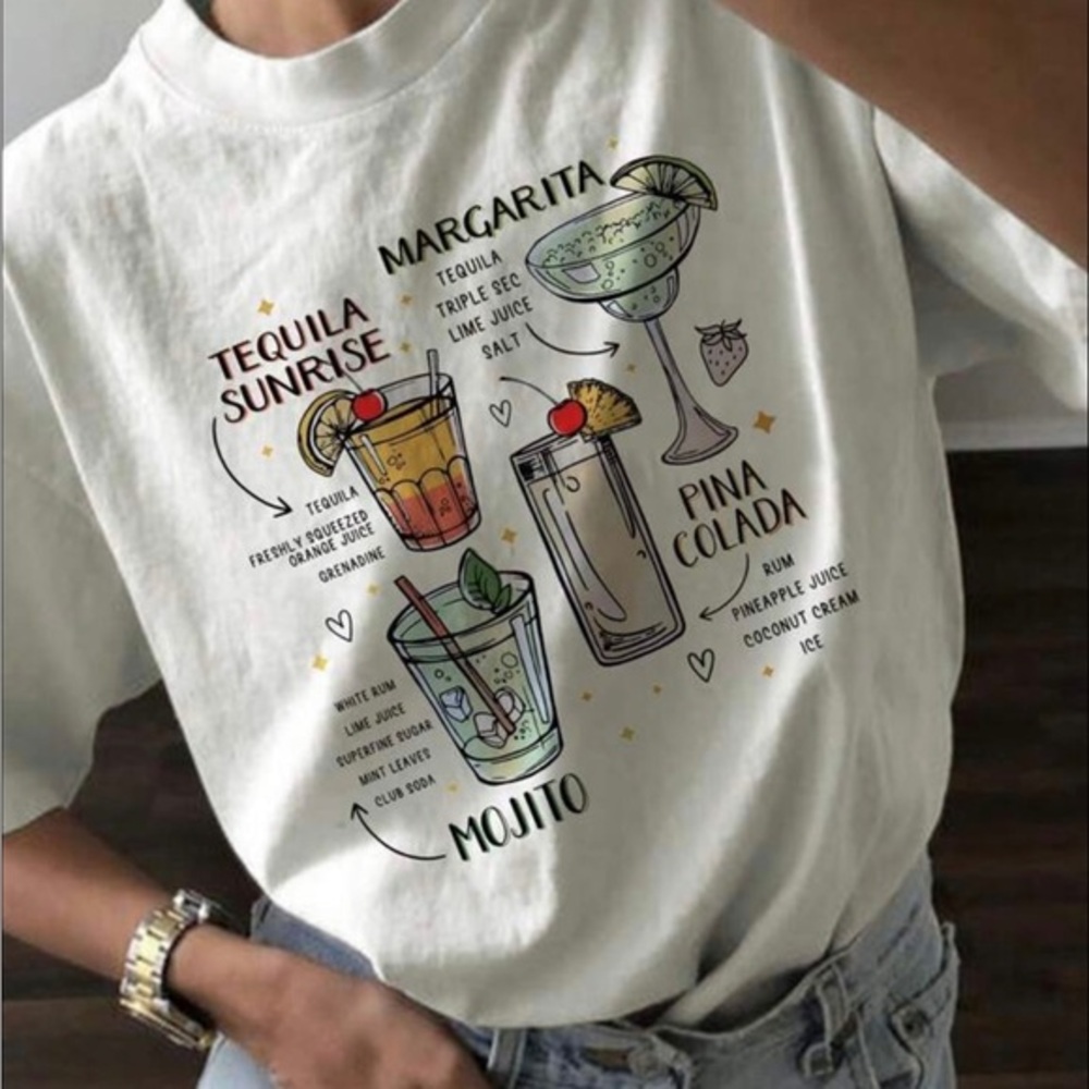 Cocktail Graphic White Tee